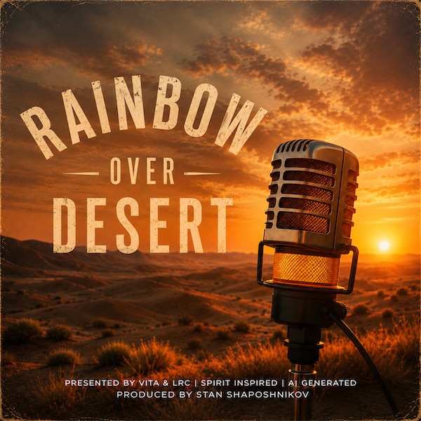 Rainbow over desert
